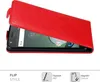 A red flip case for a Motorola phone is shown open, displaying the phone's screen. Náhled obrázku produktu
