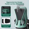 Collage showing an ergonomic office chair with close-ups of its features, including adjustable lumbar support and headrest. Produktbild-Vorschau