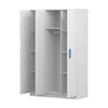 A white wardrobe with blue handles, shown with its doors open. Voir les images du produit