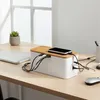 Relaxdays kabelbox voor stekkerdoos, bamboe, met deksel, Productafbeelding-voorbeeld 2