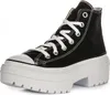 A black high-top sneaker with a thick white platform sole, shown from a side angle against a white background. Náhľad obrázku produktu