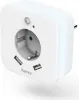 A white Hama LED night light with a European plug and two USB ports. Voir les images du produit