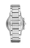 A close-up, side view of a silver metal watch band and part of the watch case, isolated on a white background. Náhľad obrázku produktu
