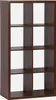 A dark brown, wooden-look bookshelf with eight compartments, presented against a white background. Produktbild-Vorschau