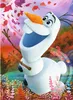 Olaf the snowman from Frozen is depicted in a whimsical autumn scene, surrounded by falling leaves and colorful foliage. Náhľad obrázku produktu