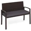 COSTWAY Polyrattan Gartenbank mit Sitzkissen, Balkontank Produktbild-Vorschau 1