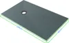 A rectangular shower tray with a drain in the center, shown from a slightly elevated angle. Dimensions are indicated by green lines and text. Produktbild-Vorschau