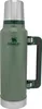 A green Stanley thermos bottle with a silver cap and base, and a black and green handle. Náhled obrázku produktu