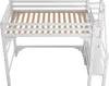 140x200cm Hochbett Weiß mit Stufentreppe, Kleiderschrank & Produktbild-Vorschau 19
