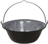 A black enamel pot with a wire handle is shown against a white background. Anteprima dell’immagine prodotto
