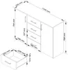 Technical drawing with dimensions of a chest of drawers. Produktbild-Vorschau