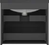A top-down view of a dark gray bathroom vanity with a white sink basin. Produktbild-Vorschau