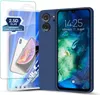 A blue phone case and screen protector are displayed together. Produktbild-Vorschau