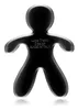 A black, stylized human-shaped air freshener is shown against a white background. Produktbild-Vorschau