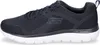 A side view of a navy blue Skechers sneaker with a white sole. Produktbild-Vorschau