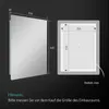 A diagram showing the dimensions of a mirror with LED lighting, alongside a separate view of the mirror itself. Produktbild-Vorschau