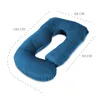 A blue U-shaped pregnancy pillow is shown on a white background with dimensions indicated by dashed lines and text. Náhľad obrázku produktu