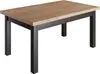 A dining table with a wooden top and black legs, shown from a slightly elevated angle against a white background. Produktbild-Vorschau