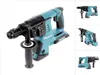 A cordless rotary hammer drill is shown against a white background. The image is composed of a main, larger view of the drill on the left, and three smaller inset images of the drill on the right. Produktbild-Vorschau