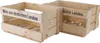 Two wooden crates for wine, with text printed on them. Produktbild-Vorschau