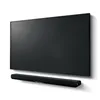 A black soundbar is positioned below a black flat-screen television, both against a white background. Voir les images du produit