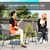 Set da bistrot Outsunny in rattan, 3 pezzi, con 2 poltrone Anteprima dell’immagine prodotto 4