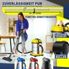A woman is using a vacuum cleaner in a room, with various vacuum cleaner models and parts displayed. Produktbild-Vorschau