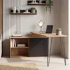FineBuy Schreibtisch MDF Metall 130cm Eiche Nachbildung L Produktbild-Vorschau 1