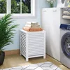 Panier à linge avec couvercle Rangement en bambou Vêtements Voir les images du produit 6