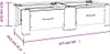 A diagram showing the dimensions of a white furniture piece with two drawers, likely a TV stand or storage unit. Produktbild-Vorschau