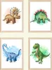 Dinosaurier 4er Set Bilder Kinderzimmer Dino Deko DIN A4 Produktbild-Vorschau 1