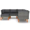 vidaXL 6 tlg. Garten Lounge Set mit Kissen Poly Rattan Grau Produktbild-Vorschau 5