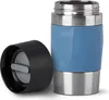 A blue and silver insulated travel mug with its black lid off to the side. Anteprima dell’immagine prodotto