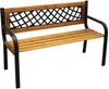 A wooden park bench with black metal legs and armrests, shown against a white background. Anteprima dell’immagine prodotto