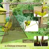 A backyard scene featuring a children's play structure with a swing and a mesh enclosure. Produktbild-Vorschau