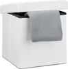 Pouf pieghevole in Pelle finta, colore: bianco Anteprima dell’immagine prodotto 1