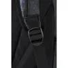 A close-up view of a black backpack strap with a buckle and mesh backing. Produktbild-Vorschau