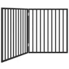 A black, two-panel dog gate is shown against a white background. Produktbild-Vorschau