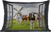 MuchoWow® Outdoor Kissen - Aussicht - Kuh - Mühle - Kühe - Produktbild-Vorschau 1