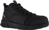 A black Reebok safety boot is shown against a white background. Produktbild-Vorschau