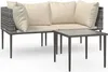 vidaXL 3-tlg. Garten-Lounge-Set mit Kissen Grau Poly Rattan Produktbild-Vorschau 1
