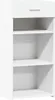 A white sideboard with a drawer and three shelves, shown from the front. Voir les images du produit