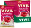 A display of VIVIL CremeLife raspberry flavored sugar-free bonbons. Produktbild-Vorschau