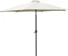 A beige patio umbrella with a dark gray pole and crank mechanism, set against a plain white background. Produktbild-Vorschau