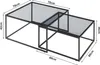 A set of two nesting coffee tables with glass tops and metal frames, shown with dimensions indicated. Náhľad obrázku produktu