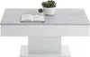 A modern coffee table with a concrete-look top and white base, featuring two small potted plants and an open book. Podgląd zdjęcia produktu
