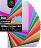 OfficeTree 50x Glitzerpapier A4 – 20 Farben 250g/m² - Produktbild-Vorschau 1