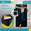 A woman is doing yoga on a mat made of puzzle pieces, with a stack of the same mats shown on the side. Náhled obrázku produktu