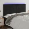 The Living Store LED Kopfteil Schwarz 180x5x118/128 cm Samt Produktbild-Vorschau 2