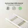 A white radiator is shown in a studio setting with marketing text and icons above it. Voir les images du produit
